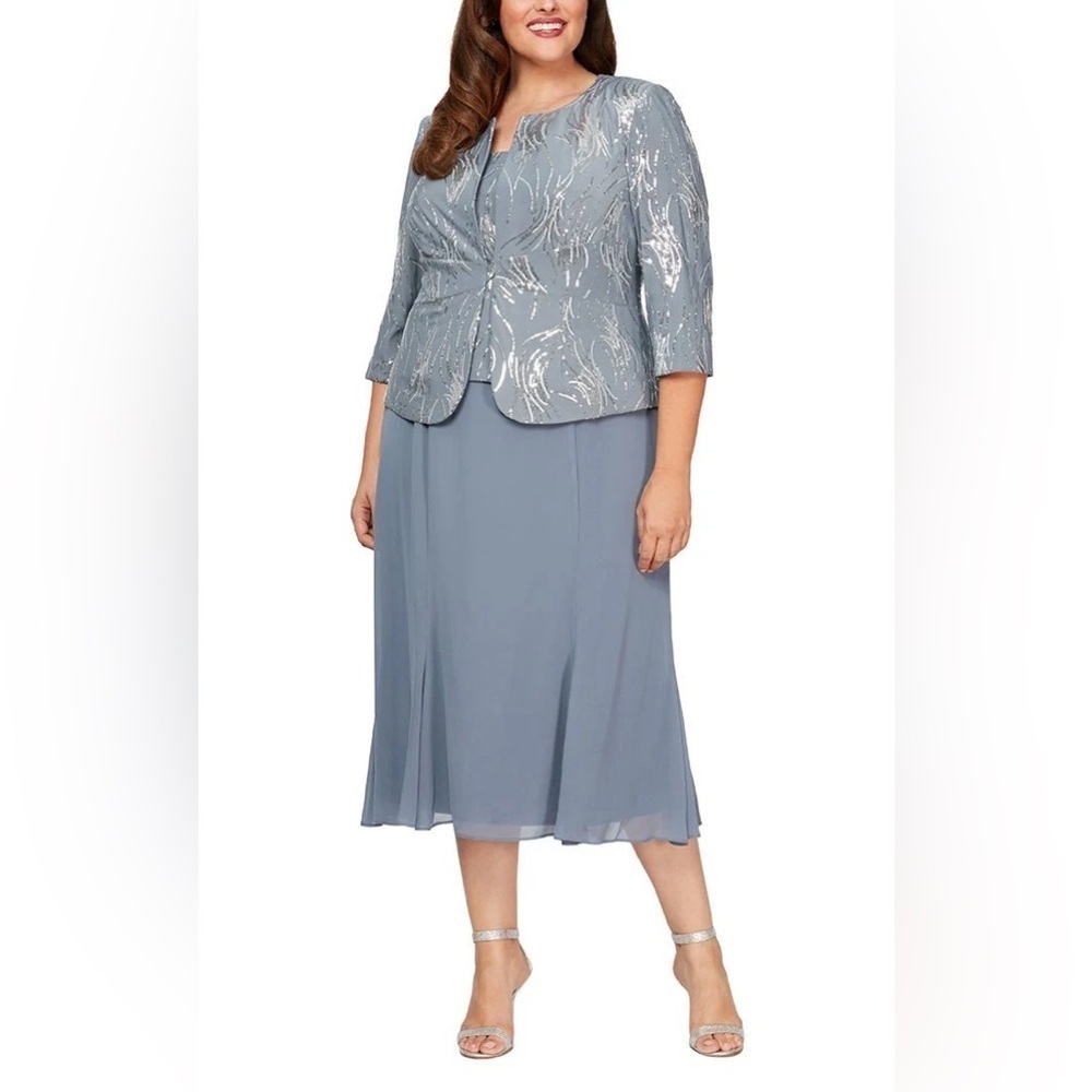 Tea-Length Firework Sequin Jacket Dres